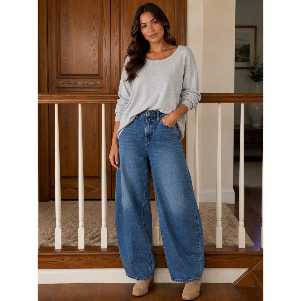 White House Black Market Gray Dolman Long Sleeve Scoop Neck Top Small